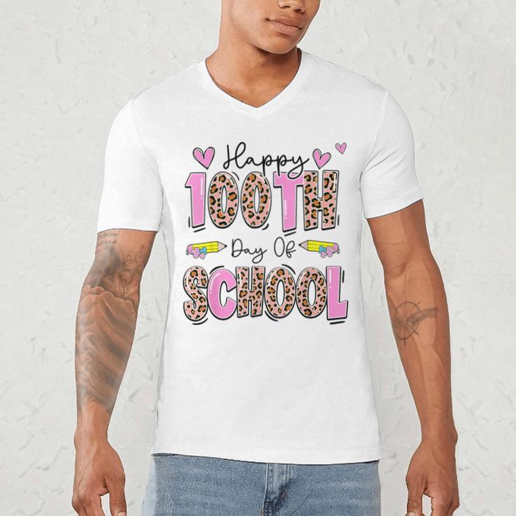 Happy 100th Day Of School Leopard Print Teacher Student Kids Men's V-Neck T-Shirt, novelty gifts, funny gifts Happy 100th Day Of School Leopard Print Teacher Student Kids Men's V-Neck T-Shirt, novelty gifts, funny gifts