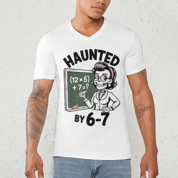 Haunted 67 Skeleton Math Teacher Halloween Costume Math Pun Men's V-Neck T-Shirt, novelty gifts, funny gifts Haunted 67 Skeleton Math Teacher Halloween Costume Math Pun Men's V-Neck T-Shirt, novelty gifts, funny gifts