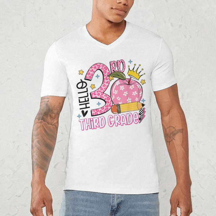 Hello 3rd Third Grade Back To School Pink Leopard Teacher Men's V-Neck T-Shirt, novelty gifts, funny gifts Hello 3rd Third Grade Back To School Pink Leopard Teacher Men's V-Neck T-Shirt, novelty gifts, funny gifts