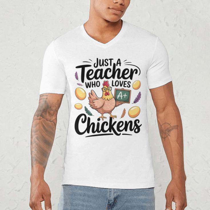 Just a Teacher Who Loves Chickens Chicken Farm Animal Lover Men's V-Neck T-Shirt, novelty gifts, funny gifts Just a Teacher Who Loves Chickens Chicken Farm Animal Lover Men's V-Neck T-Shirt, novelty gifts, funny gifts