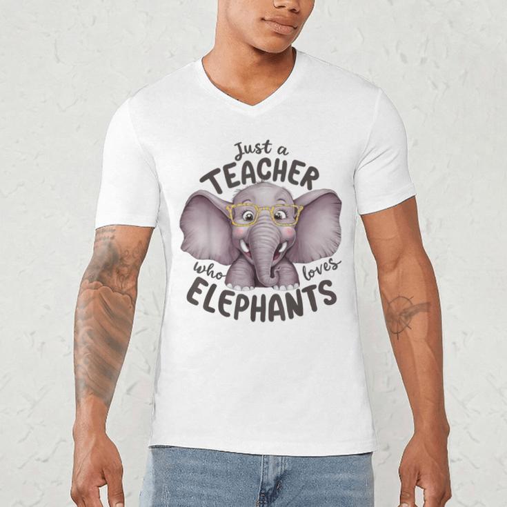 Just a Teacher Who Loves Elephants Elephant Lover Educator Men's V-Neck T-Shirt, novelty gifts, funny gifts
