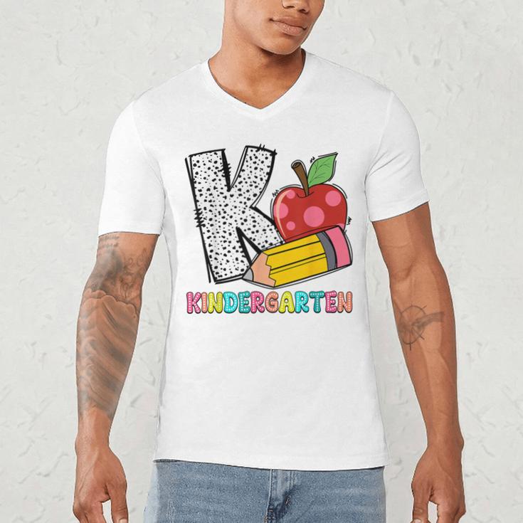 K Is For Kindergarten Teacher Pencil Apple Back To School Men's V-Neck T-Shirt, novelty gifts, funny gifts K Is For Kindergarten Teacher Pencil Apple Back To School Men's V-Neck T-Shirt, novelty gifts, funny gifts