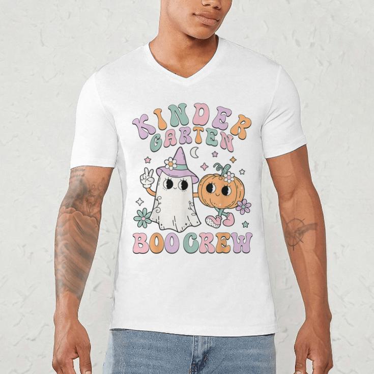 Kindergarten Boo Crew Halloween Floral Ghost Kinder Teacher Men's V-Neck T-Shirt, novelty gifts, funny gifts