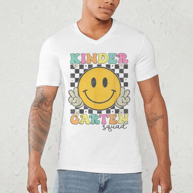 Kindergarten Squad Smile Face Teachers Kids Back To School Men's V-Neck T-Shirt, novelty gifts, funny gifts