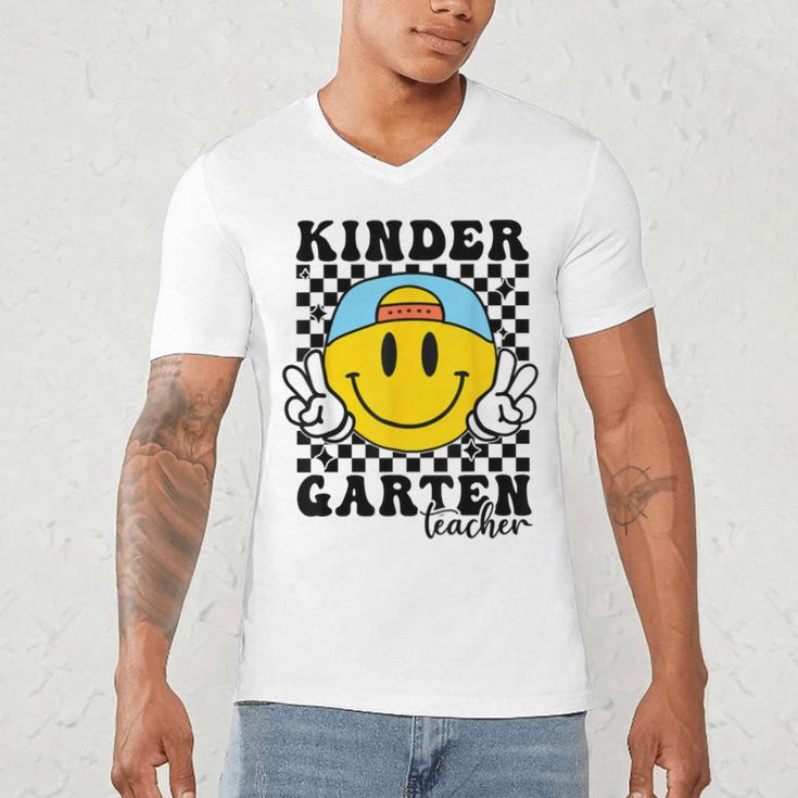 Kindergarten Teacher Hippie Smile Face Back School Men's V-Neck T-Shirt, novelty gifts, funny gifts