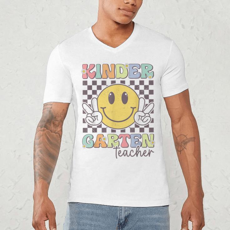 Kindergarten Teacher Team Hippie Smile Face Back To School Men's V-Neck T-Shirt, novelty gifts, funny gifts Kindergarten Teacher Team Hippie Smile Face Back To School Men's V-Neck T-Shirt, novelty gifts, funny gifts