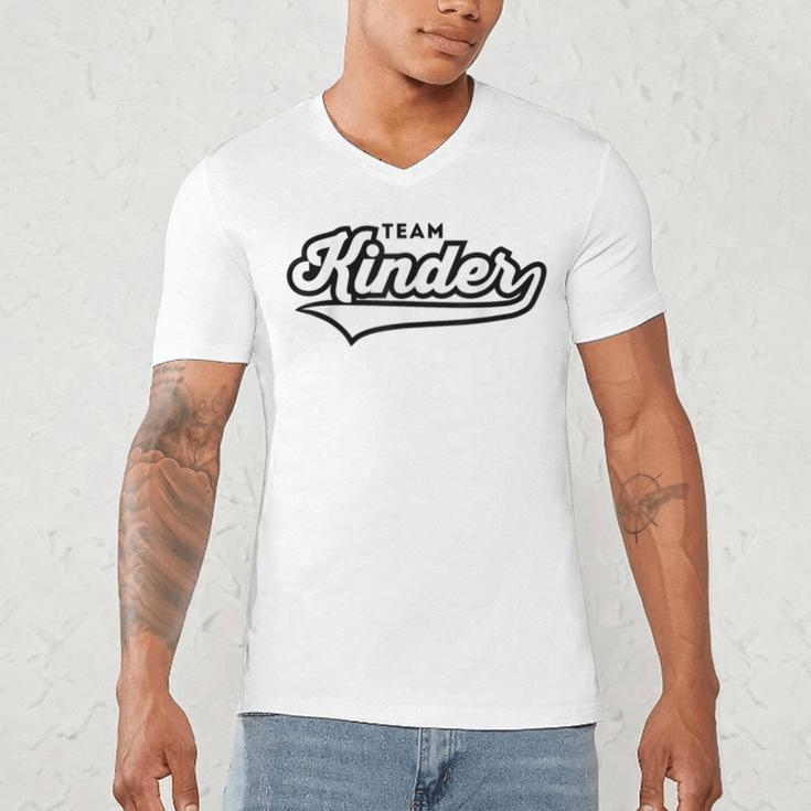 Kindergarten TEAM School Teacher Kinder Baseball-Style Shirt Men's V-Neck T-Shirt, novelty gifts, funny gifts Kindergarten TEAM School Teacher Kinder Baseball-Style Shirt Men's V-Neck T-Shirt, novelty gifts, funny gifts