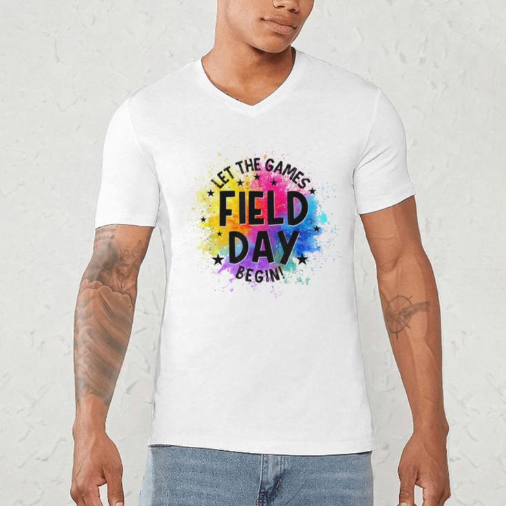 Let The Games Begin Field Day Fun Day Teachers Boys Girls Men's V-Neck T-Shirt, novelty gifts, funny gifts