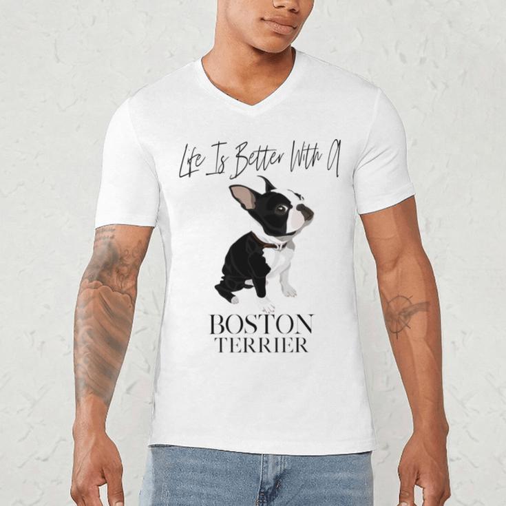 Life Is Better With A Boston Terrier Dog For Lover Men's V-Neck T-Shirt, novelty gifts, funny gifts