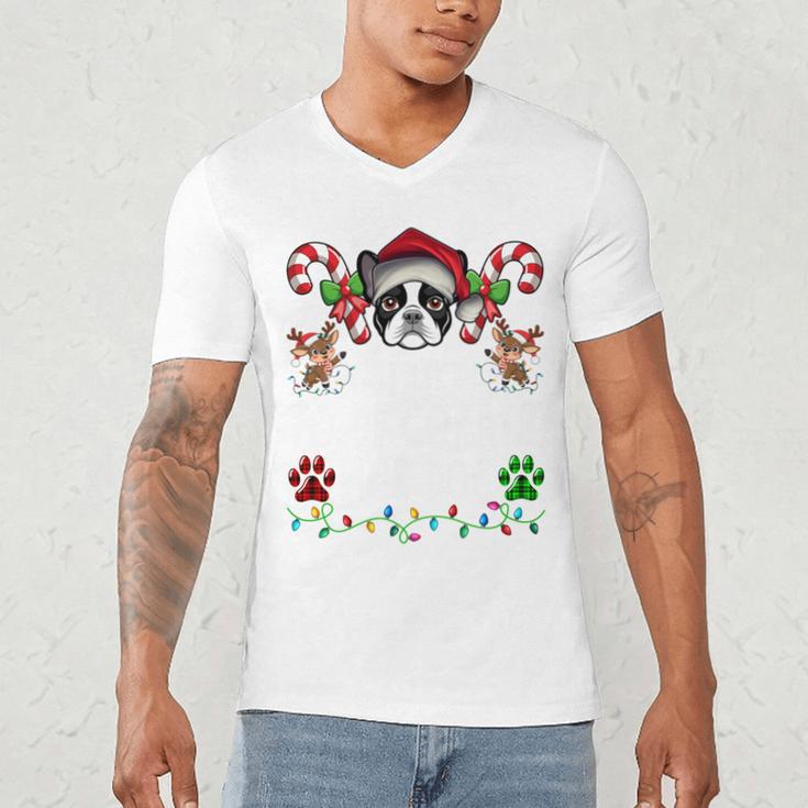 Most Likely Decorate Her Boston Terrier Dog Ugly Christmas Men's V-Neck T-Shirt, novelty gifts, funny gifts