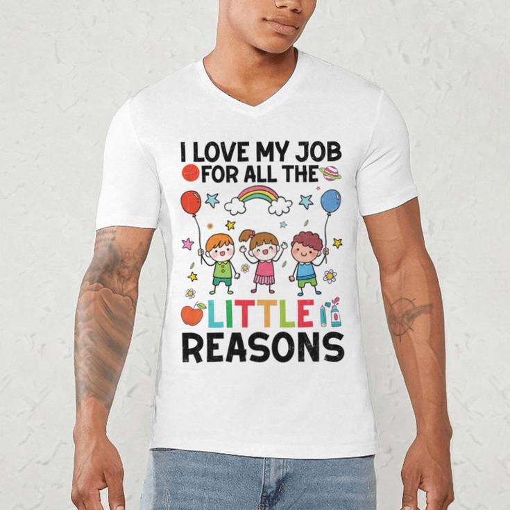 Love Job For Little Reasons Daycare Teacher Graphic Men's V-Neck T-Shirt, novelty gifts, funny gifts Love Job For Little Reasons Daycare Teacher Graphic Men's V-Neck T-Shirt, novelty gifts, funny gifts