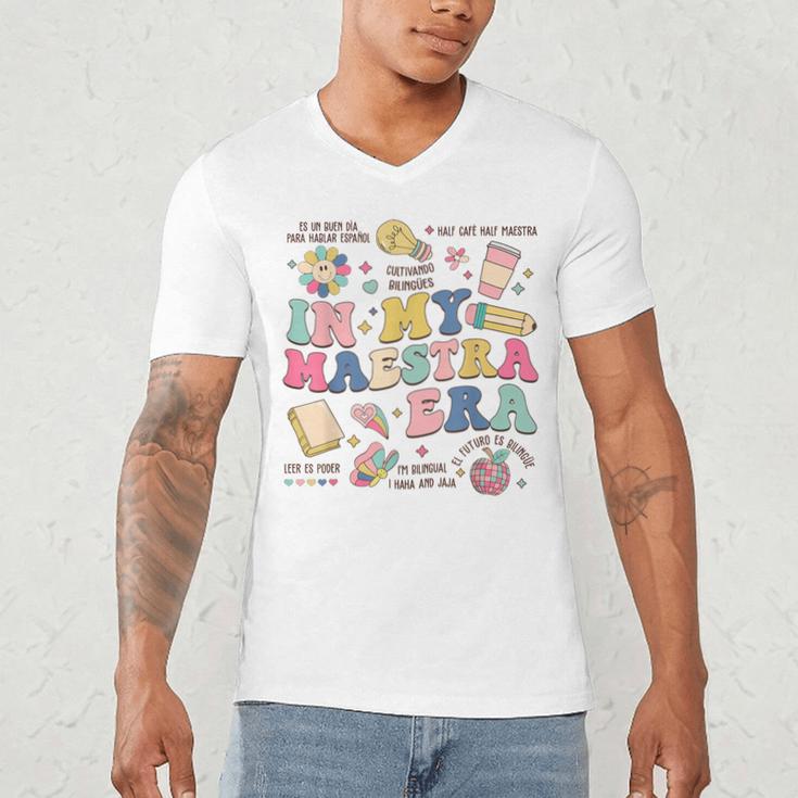 In My Maestra Era Spanish Bilingual Teacher First Day Men's V-Neck T-Shirt, novelty gifts, funny gifts In My Maestra Era Spanish Bilingual Teacher First Day Men's V-Neck T-Shirt, novelty gifts, funny gifts