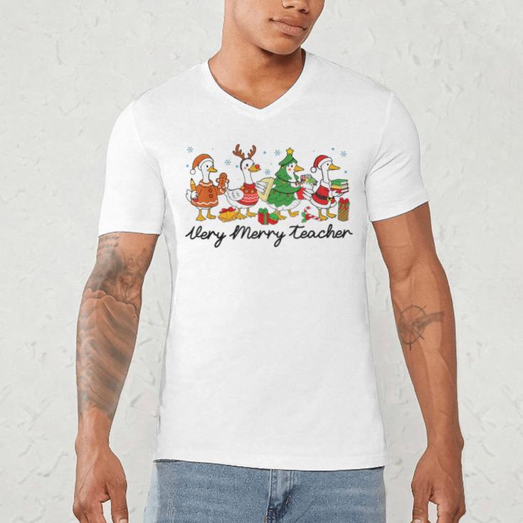 Very Merry Teacher Christmas Goose Silly Holiday Party Men's V-Neck T-Shirt, novelty gifts, funny gifts Very Merry Teacher Christmas Goose Silly Holiday Party Men's V-Neck T-Shirt, novelty gifts, funny gifts