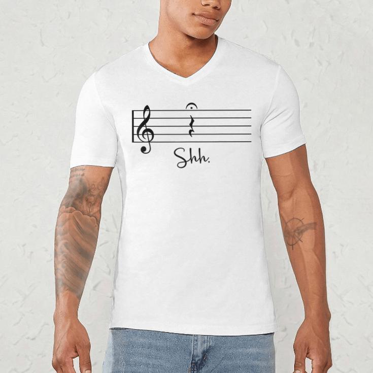 Music Notes Shirt Shh Quarter Fermata Teacher Men's V-Neck T-Shirt, novelty gifts, funny gifts