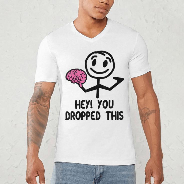 Nerdy Hey You Dropped This Brain Math Teacher Men's V-Neck T-Shirt, novelty gifts, funny gifts