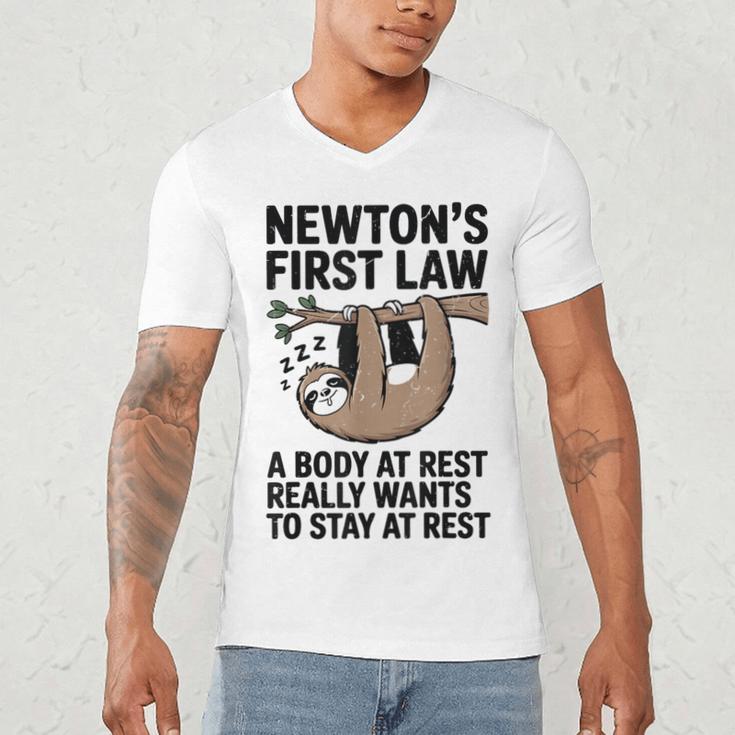 Newtons First Law Physics Jokes Science Teacher Men's V-Neck T-Shirt, novelty gifts, funny gifts