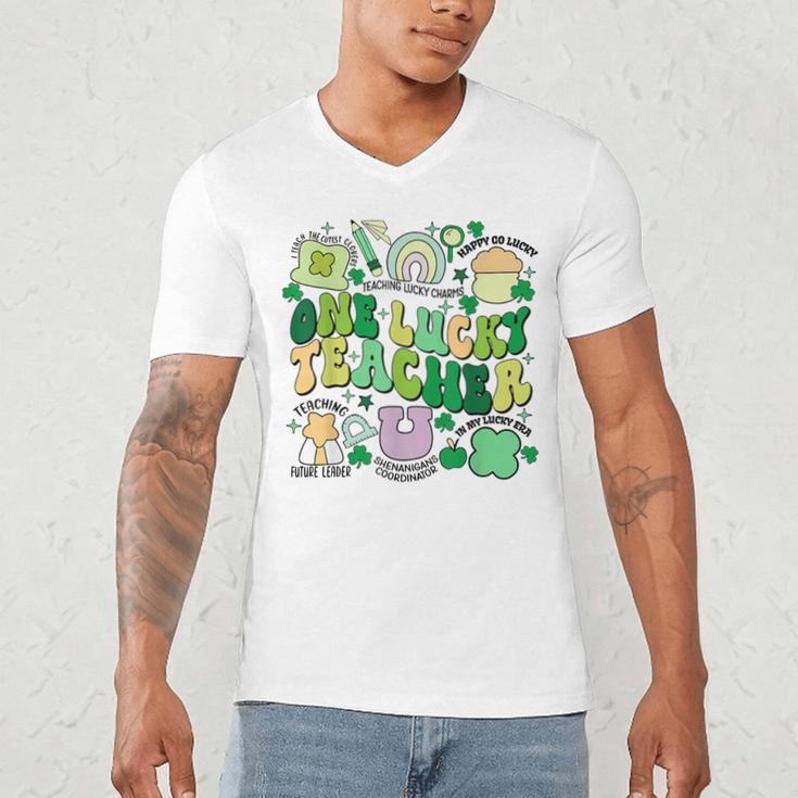 One Lucky Teacher St Patrick's Day Irish Teacher Lucky Era Men's V-Neck T-Shirt, novelty gifts, funny gifts