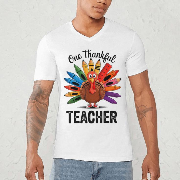 One Thankful Teacher Thanksgiving TurkeyCute Pencil Men's V-Neck T-Shirt, novelty gifts, funny gifts One Thankful Teacher Thanksgiving TurkeyCute Pencil Men's V-Neck T-Shirt, novelty gifts, funny gifts