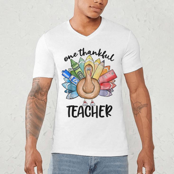 One Thankful Teacher Turkey Pencil Thanksgiving Teachers Men's V-Neck T-Shirt, novelty gifts, funny gifts One Thankful Teacher Turkey Pencil Thanksgiving Teachers Men's V-Neck T-Shirt, novelty gifts, funny gifts