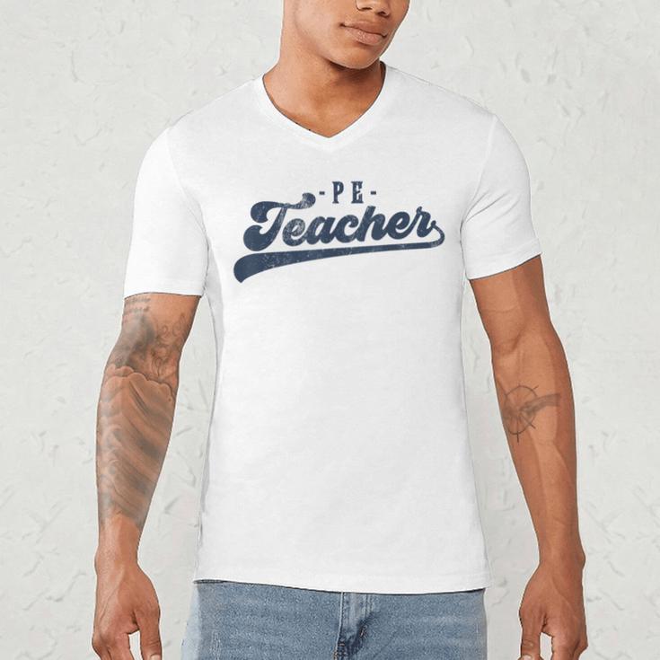 PE Teacher Cute Vintage Graphic Physical Education Teacher Men's V-Neck T-Shirt, novelty gifts, funny gifts