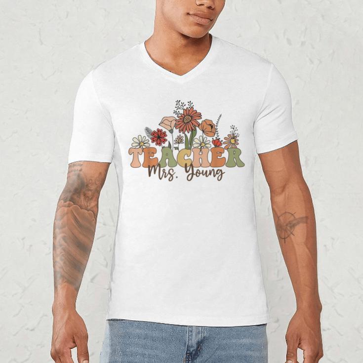 Personalized Name Teacher Mrs Young Back To School Custom Men's V-Neck T-Shirt, novelty gifts, funny gifts