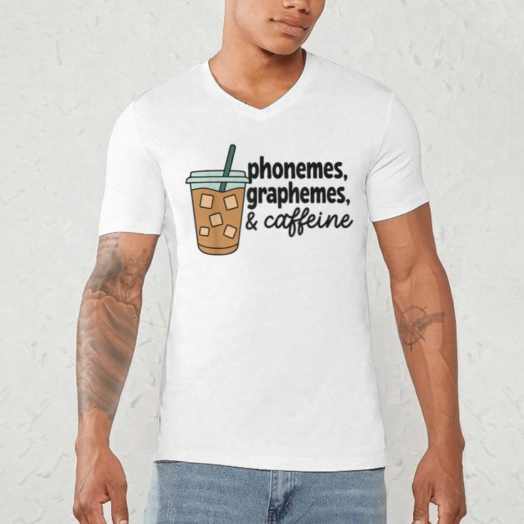 Phonemes Graphemes And Caffeine Coffee Teacher Appreciation Men's V-Neck T-Shirt, novelty gifts, funny gifts Phonemes Graphemes And Caffeine Coffee Teacher Appreciation Men's V-Neck T-Shirt, novelty gifts, funny gifts