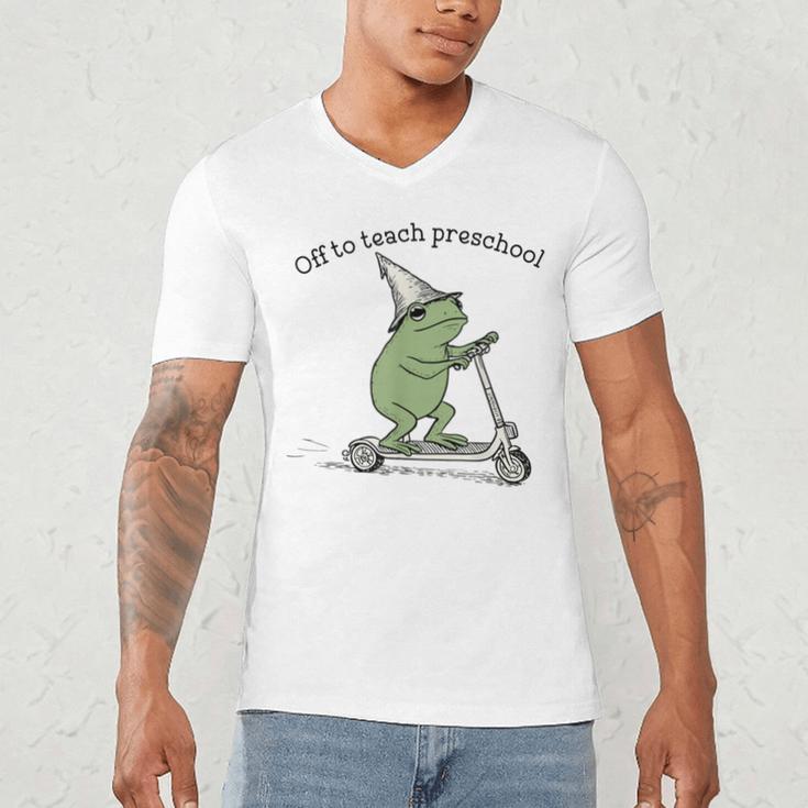 Pre K Grade Teacher Frog Back To School Preschool Men's V-Neck T-Shirt, novelty gifts, funny gifts