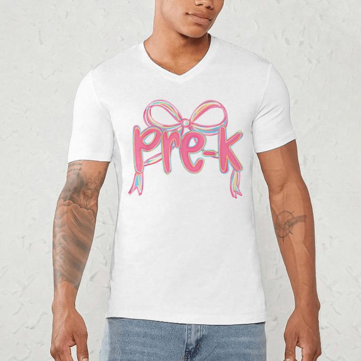 Preppy Pre k Back To School Pre-k Teachers Girls Cute Bow Men's V-Neck T-Shirt, novelty gifts, funny gifts Preppy Pre k Back To School Pre-k Teachers Girls Cute Bow Men's V-Neck T-Shirt, novelty gifts, funny gifts