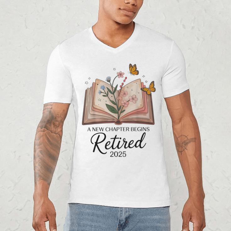 Retired 2025 A New Chapter Begins Retirement Teacher Book Men's V-Neck T-Shirt, novelty gifts, funny gifts Retired 2025 A New Chapter Begins Retirement Teacher Book Men's V-Neck T-Shirt, novelty gifts, funny gifts