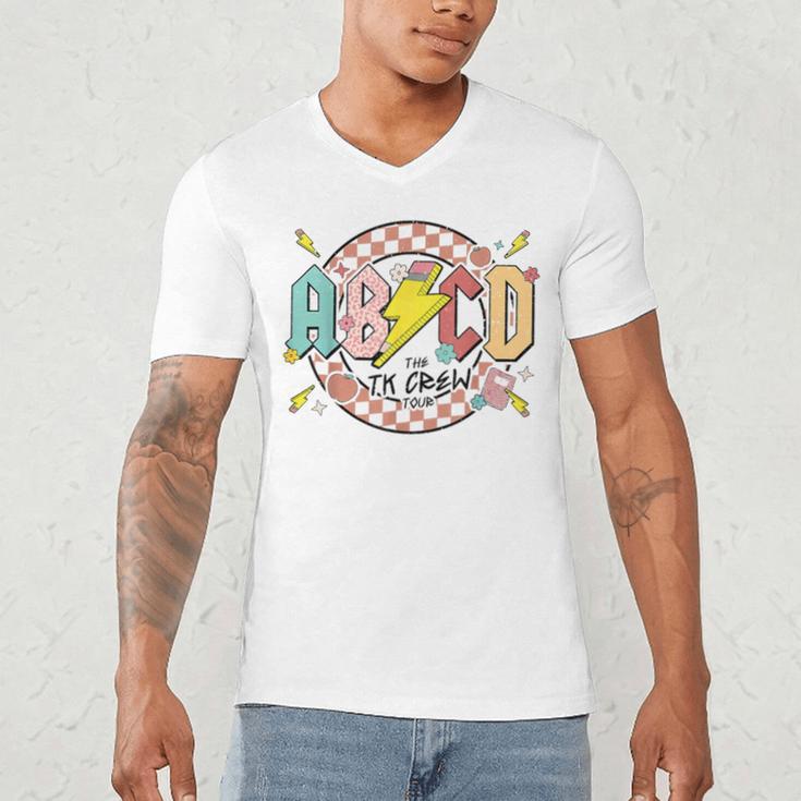 Retro ABCD Transitional Kindergarten Teacher Tour TK Teacher Men's V-Neck T-Shirt, novelty gifts, funny gifts Retro ABCD Transitional Kindergarten Teacher Tour TK Teacher Men's V-Neck T-Shirt, novelty gifts, funny gifts