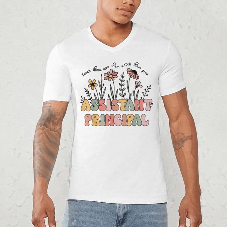 Retro Floral Assistant Principal Shirt For Teachers Day Men's V-Neck T-Shirt, novelty gifts, funny gifts