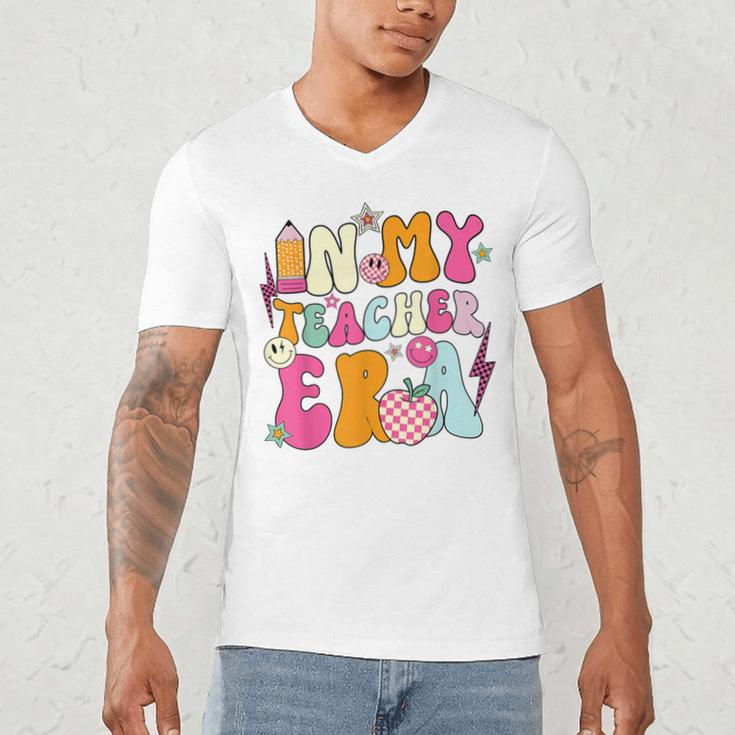 Retro Groovy In My Teaching Era Best Teacher Appreciation Men's V-Neck T-Shirt, novelty gifts, funny gifts