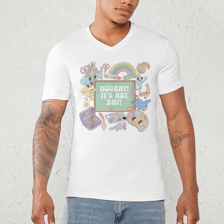 Retro Hooray It's Art Day Art Teacher Back To School Women Men's V-Neck T-Shirt, novelty gifts, funny gifts Retro Hooray It's Art Day Art Teacher Back To School Women Men's V-Neck T-Shirt, novelty gifts, funny gifts