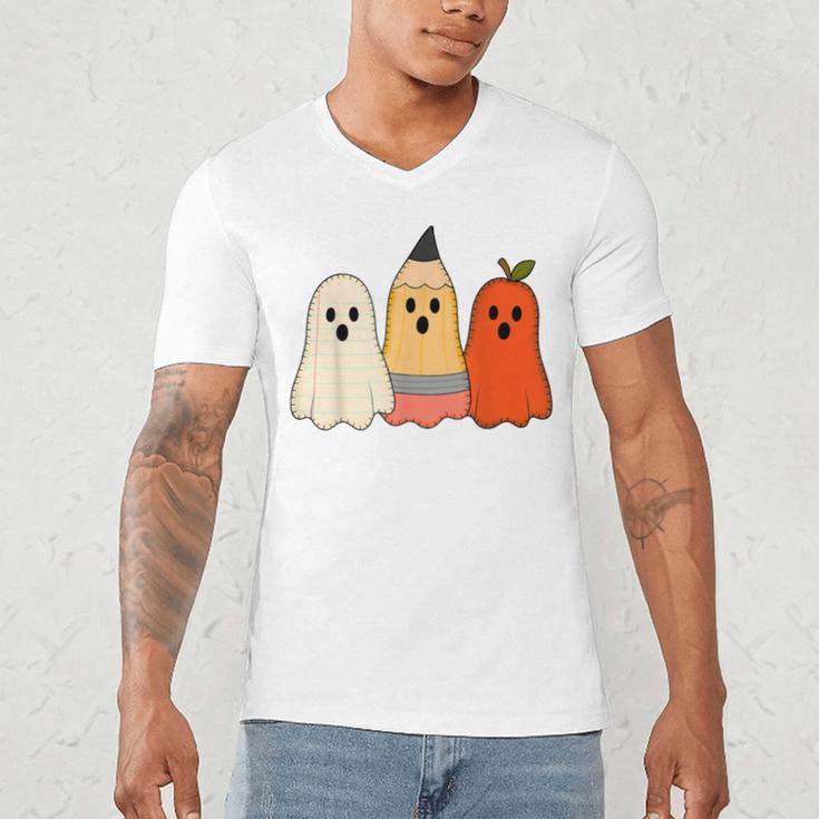Retro Pencil Ghost Boo Spooky Teacher Halloween Costume Men's V-Neck T-Shirt, novelty gifts, funny gifts Retro Pencil Ghost Boo Spooky Teacher Halloween Costume Men's V-Neck T-Shirt, novelty gifts, funny gifts