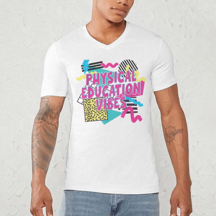 Retro Physical Education Vibes Gym Teacher Phys Ed Teacher Men's V-Neck T-Shirt, novelty gifts, funny gifts