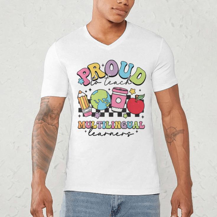 Retro Proud To Teach Multilingual Learners English Teacher Men's V-Neck T-Shirt, novelty gifts, funny gifts Retro Proud To Teach Multilingual Learners English Teacher Men's V-Neck T-Shirt, novelty gifts, funny gifts