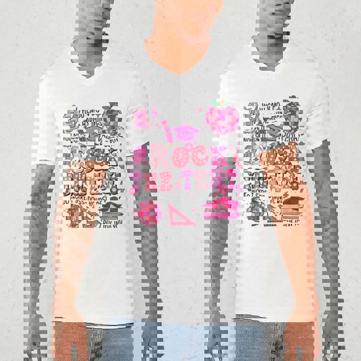 Rock The Test Testing Day Don&#x27;t Stress Do Your Best Teacher For Men Women Girls Kids Men&#x27;s V-Neck T-Shirt, novelty gifts, funny gifts