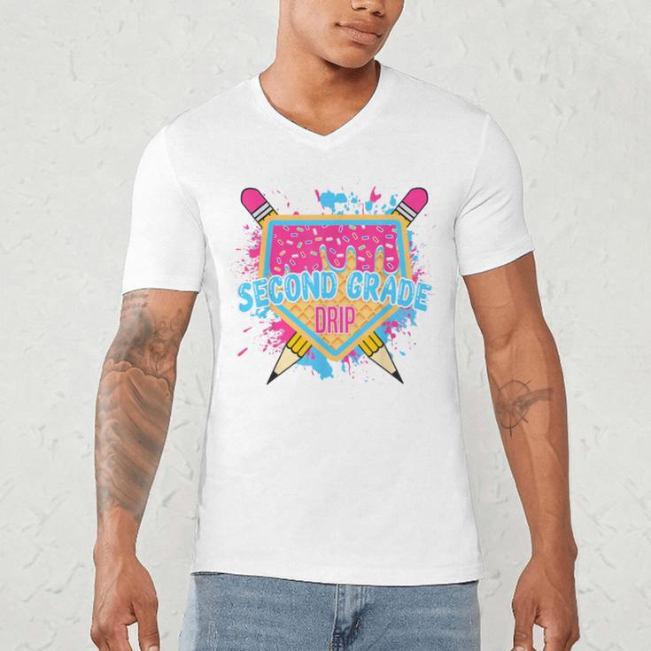 Second Grade Drip Ice Cream Home Plate Baseball Teachers Kid Men's V-Neck T-Shirt, novelty gifts, funny gifts Second Grade Drip Ice Cream Home Plate Baseball Teachers Kid Men's V-Neck T-Shirt, novelty gifts, funny gifts