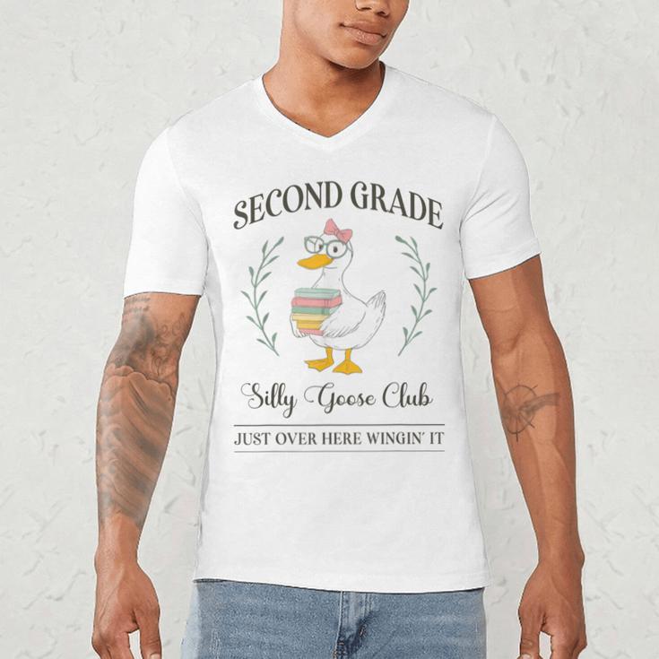 Second Grade Silly Goose Club For Teacher Or Student Men's V-Neck T-Shirt, novelty gifts, funny gifts