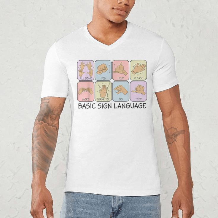 Basic Sign Language Speech Pathology Aac Sped Teacher Men's V-Neck T-Shirt, novelty gifts, funny gifts Basic Sign Language Speech Pathology Aac Sped Teacher Men's V-Neck T-Shirt, novelty gifts, funny gifts