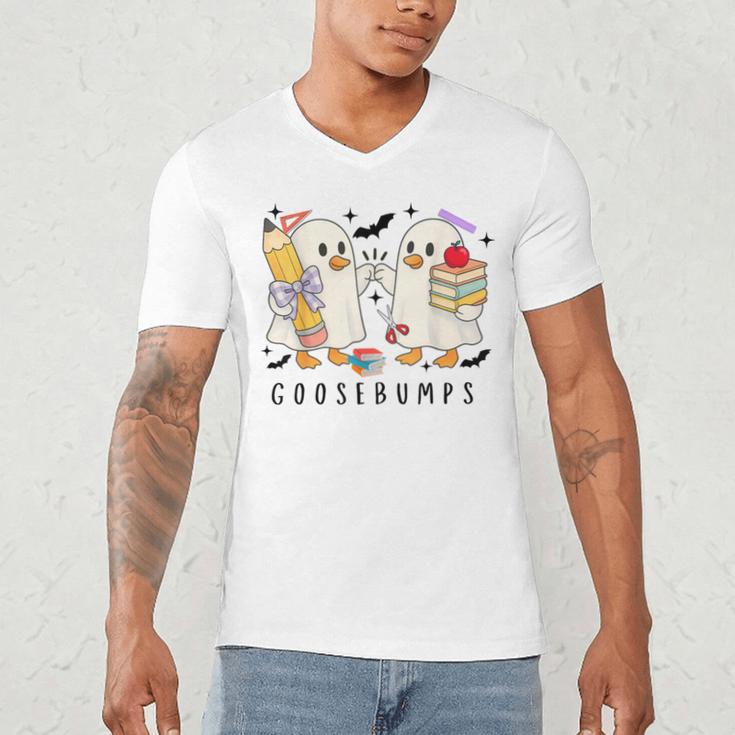 Silly Goose Spooky Teacher Halloween Cute Goosebumps Men's V-Neck T-Shirt, novelty gifts, funny gifts Silly Goose Spooky Teacher Halloween Cute Goosebumps Men's V-Neck T-Shirt, novelty gifts, funny gifts