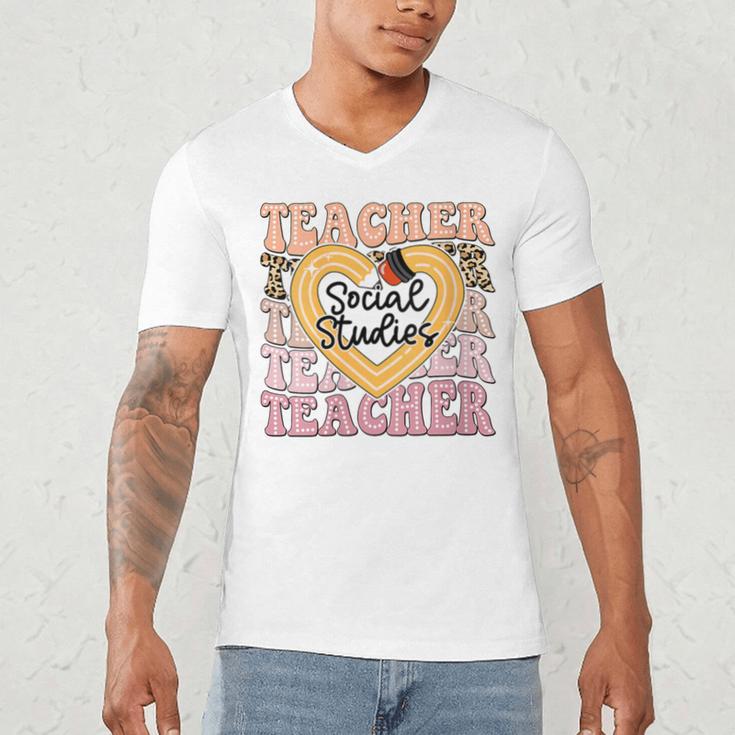 Social Studies Teacher Pencil Heart Leopard Back To School Men's V-Neck T-Shirt, novelty gifts, funny gifts Social Studies Teacher Pencil Heart Leopard Back To School Men's V-Neck T-Shirt, novelty gifts, funny gifts