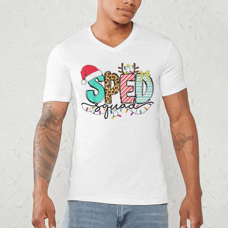 SPED Squad Special Education Teacher Autism Christmas Women Men's V-Neck T-Shirt, novelty gifts, funny gifts