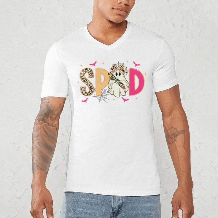 Sped Teacher Halloween Ghost Special Education Preppy Fall Men's V-Neck T-Shirt, novelty gifts, funny gifts Sped Teacher Halloween Ghost Special Education Preppy Fall Men's V-Neck T-Shirt, novelty gifts, funny gifts