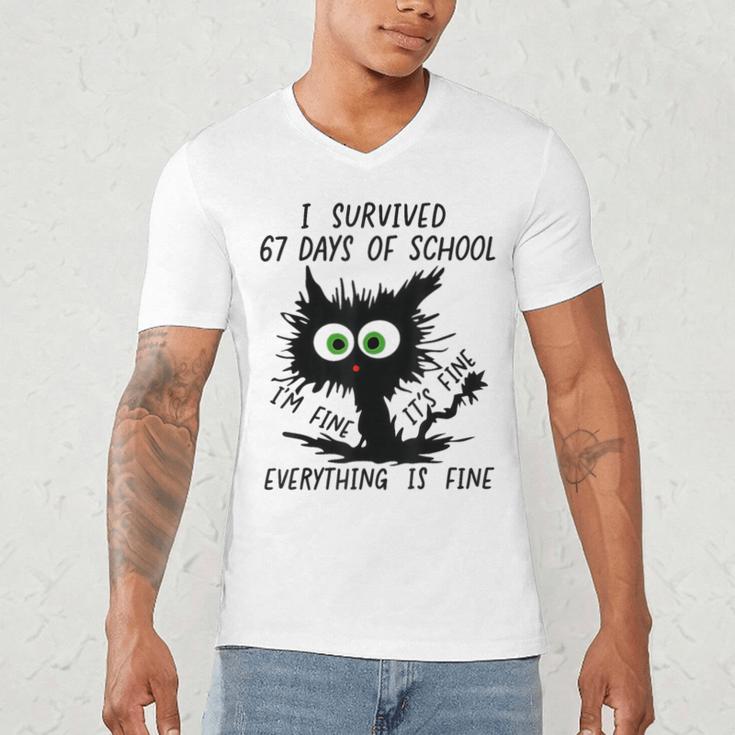 I Survived 67 Days Of School Teachers Students Humor Men's V-Neck T-Shirt, novelty gifts, funny gifts I Survived 67 Days Of School Teachers Students Humor Men's V-Neck T-Shirt, novelty gifts, funny gifts