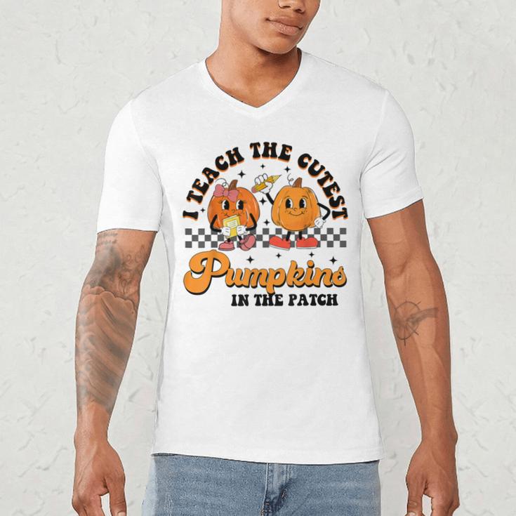 I Teach The Cutest Pumpkins In The Patch Halloween Teacher For Men Women Kids Men's V-Neck T-Shirt, novelty gifts, funny gifts I Teach The Cutest Pumpkins In The Patch Halloween Teacher For Men Women Kids Men's V-Neck T-Shirt, novelty gifts, funny gifts