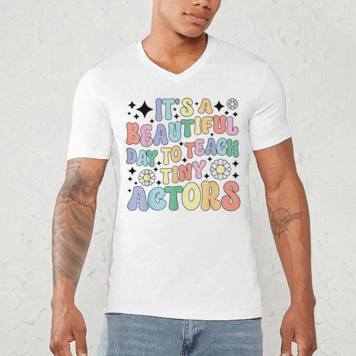 Teach Tiny Actors Theater Drama Teacher Drama Teaching Men's V-Neck T-Shirt, novelty gifts, funny gifts