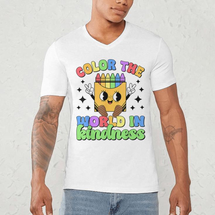 Teacher Back To School Color In Kindness Crayon Pencil Men's V-Neck T-Shirt, novelty gifts, funny gifts Teacher Back To School Color In Kindness Crayon Pencil Men's V-Neck T-Shirt, novelty gifts, funny gifts