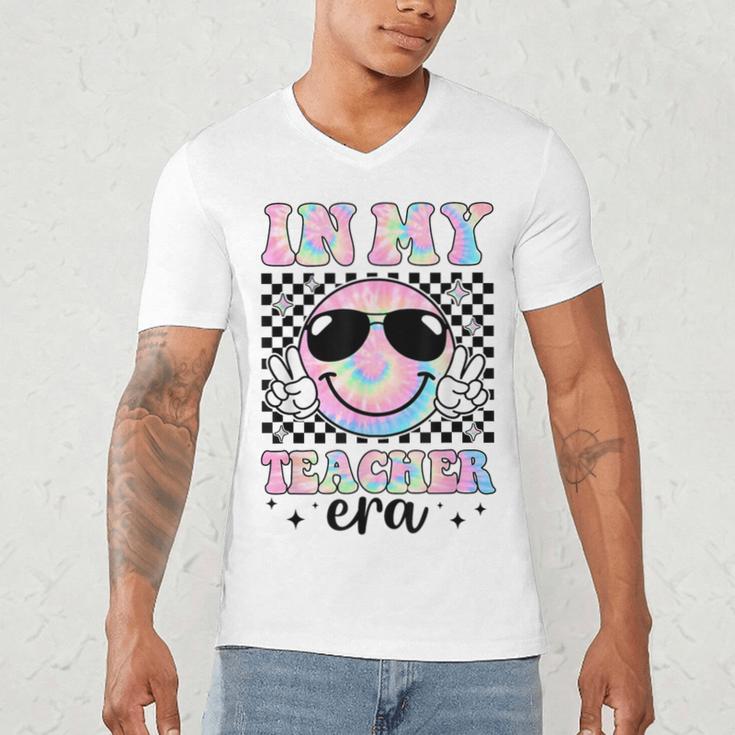 In My Teacher Era Groovy Tie Dye Back To School Cute Teacher Men's V-Neck T-Shirt, novelty gifts, funny gifts In My Teacher Era Groovy Tie Dye Back To School Cute Teacher Men's V-Neck T-Shirt, novelty gifts, funny gifts