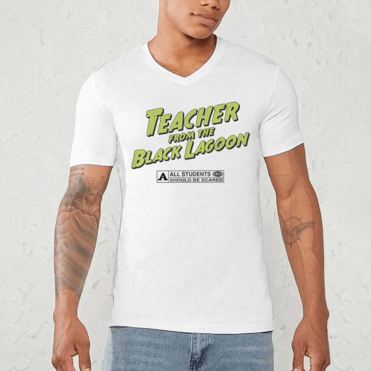 Teacher Halloween Tshirt Teacher From The Lagoon Men Women Men's V-Neck T-Shirt, novelty gifts, funny gifts